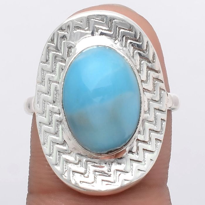 Natural Larimar (Dominican Republic) Ring size-9.5 SDR125083 R-1376, 10x14 mm