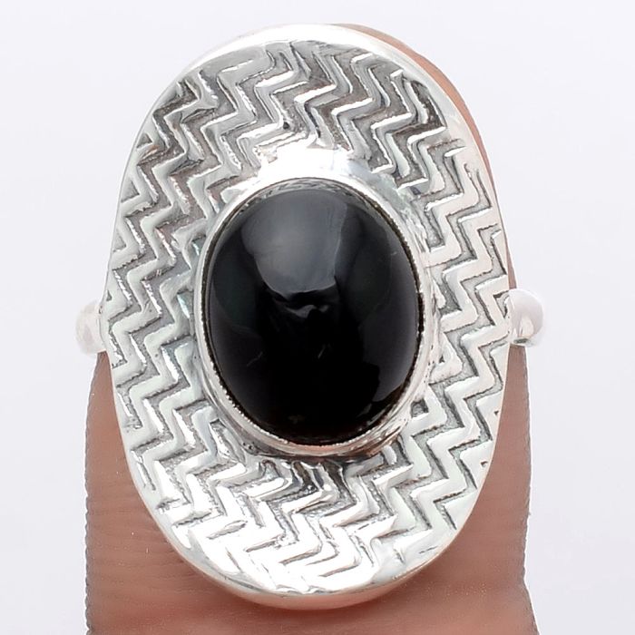 Natural Black Onyx - Brazil Ring size-8 SDR125084 R-1376, 9x11 mm