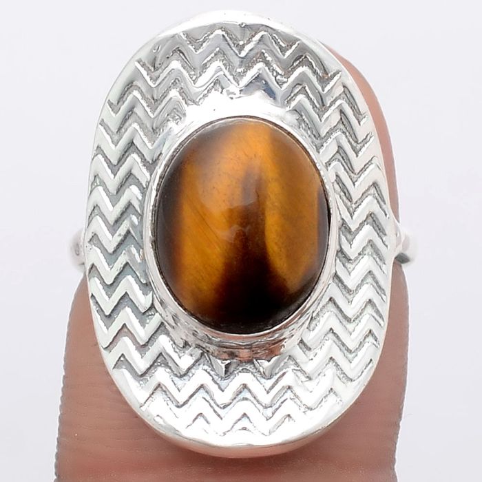 Natural Tiger Eye - Africa Ring size-7 SDR125109 R-1376, 10x12 mm