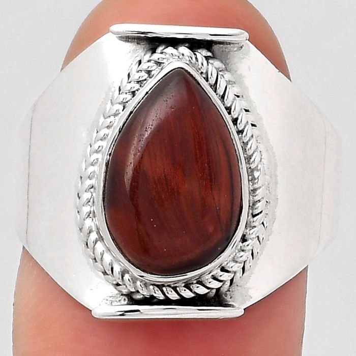 Natural Red Tiger Eye Ring size-8 SDR125883 R-1397, 8x12 mm