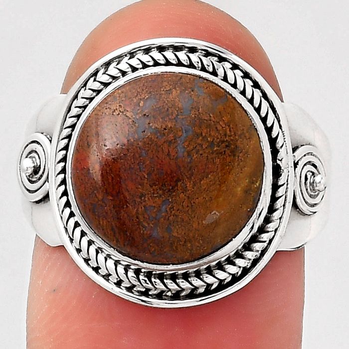 Natural Red Moss Agate Ring size-8 SDR125969 R-1398, 12x12 mm