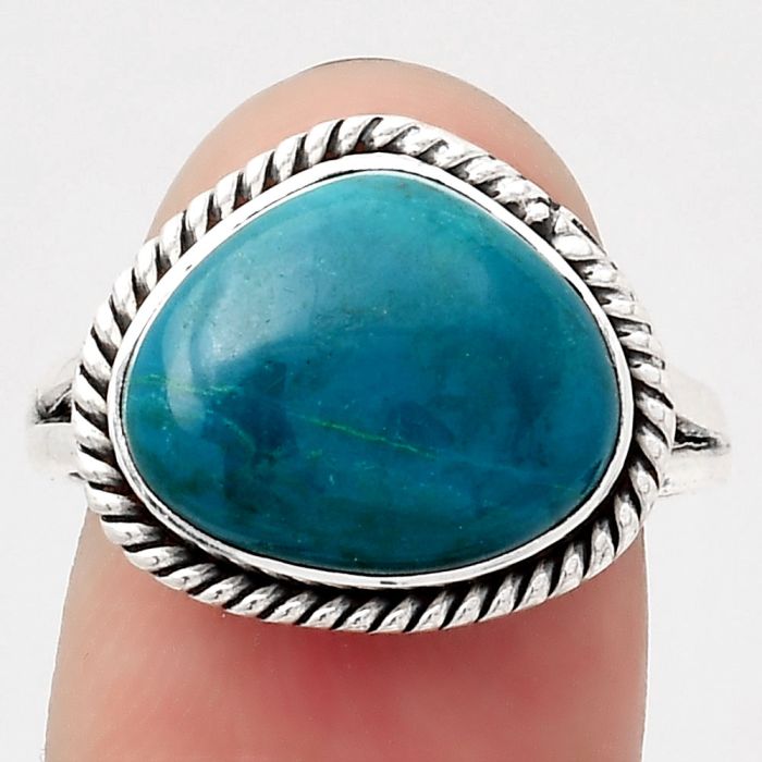 Natural Azurite Chrysocolla Ring size-8 SDR126417 R-1010, 12x14 mm