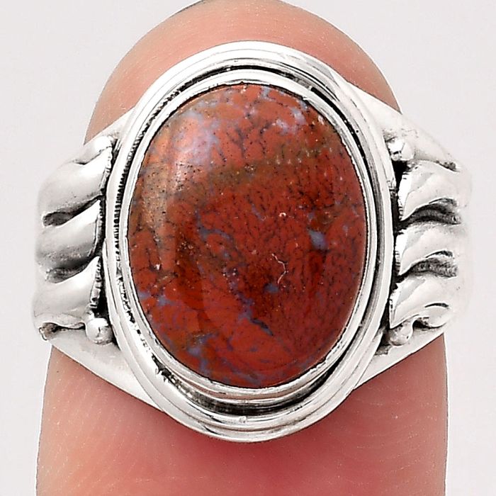 Natural Red Moss Agate Ring size-7 SDR126822 R-1470, 10x13 mm