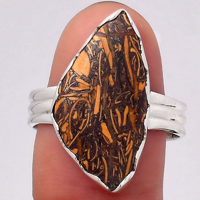 Coquina Fossil Jasper - India Ring size-9.5 SDR127283 R-1338, 12x22 mm