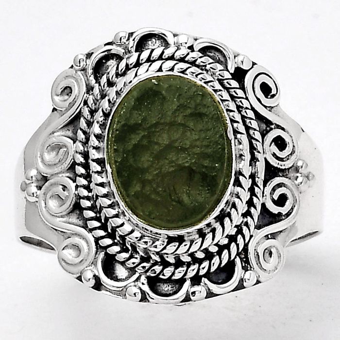 Natural Tektite Rough - Greek Ring size-7 SDR127834 R-1282, 7x9 mm