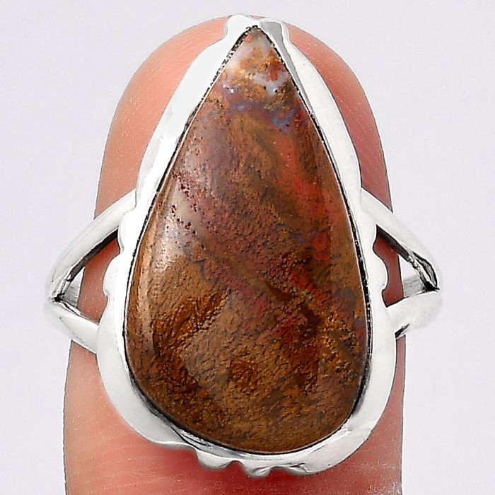 Natural Red Moss Agate Ring size-8 SDR127904 R-1657, 12x21 mm