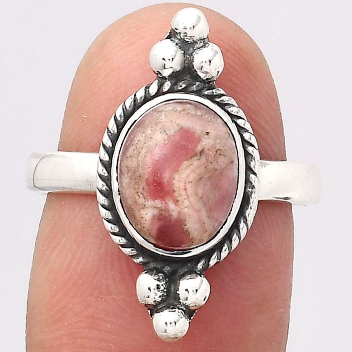 Natural Rhodochrosite Argentina Ring size-7 SDR128612 R-1127, 8x10 mm