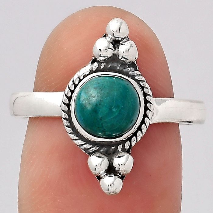 Natural Azurite Chrysocolla Ring size-8.5 SDR128669 R-1127, 7x7 mm