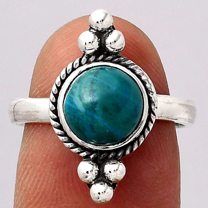 Natural Azurite Chrysocolla Ring size-7 SDR128756 R-1127, 8x8 mm