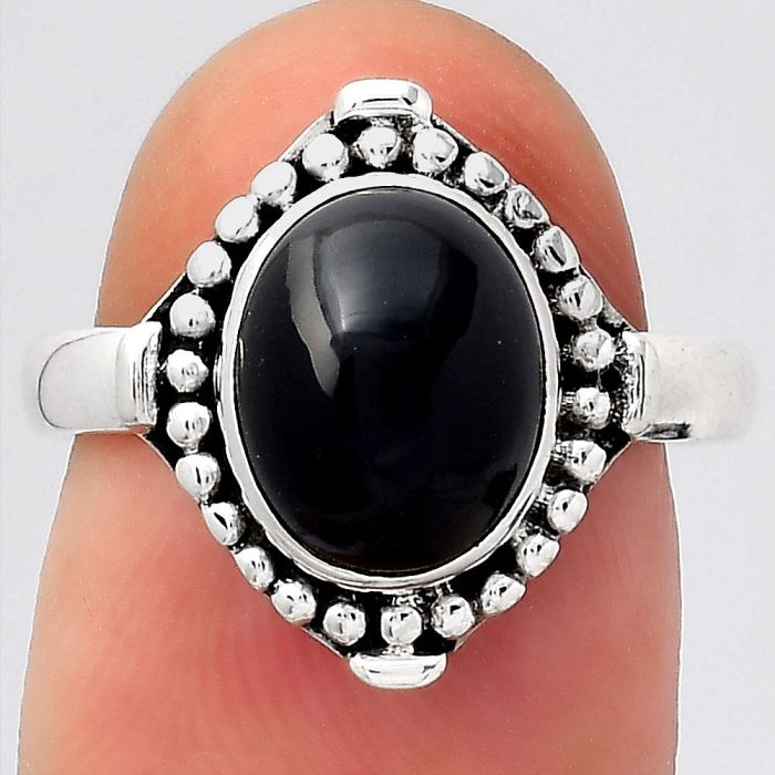 Natural Black Onyx - Brazil Ring size-8 SDR129126 R-1071, 8x10 mm