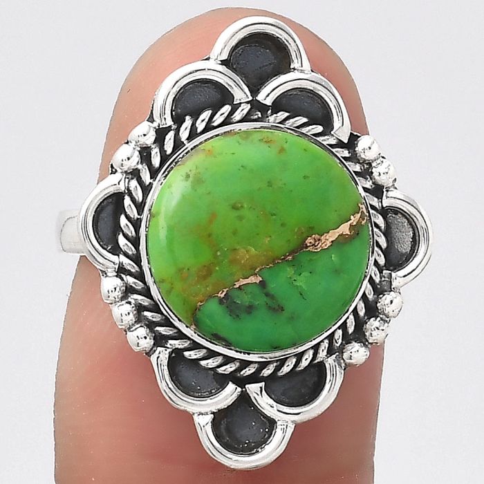 Copper Green Turquoise - Arizona Ring size-7.5 SDR129721 R-1229, 12x12 mm