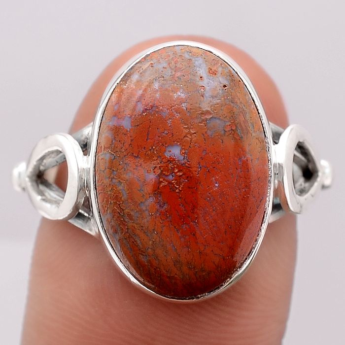 Natural Red Moss Agate Ring size-8 SDR131130 R-1224, 12x17 mm