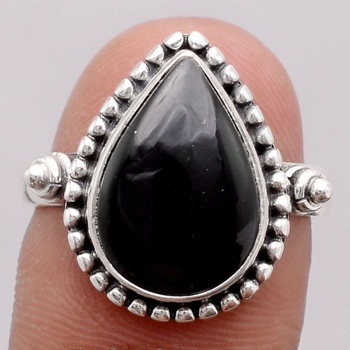 Natural Tektite Cab - Greek Ring size-8.5 SDR131263 R-1071, 11x15 mm