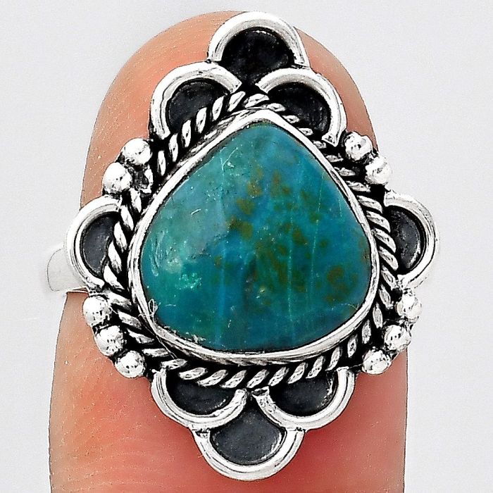 Natural Azurite Chrysocolla Ring size-7 SDR131598 R-1229, 11x11 mm