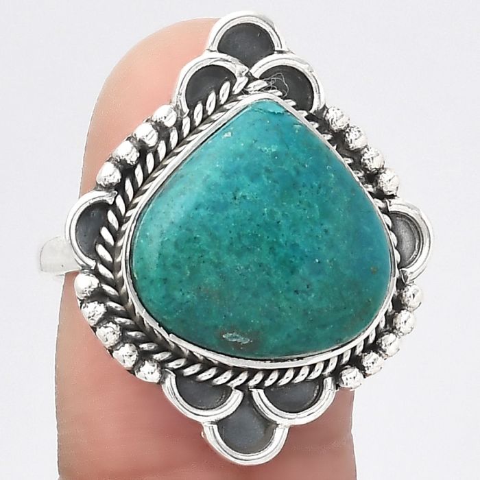 Natural Azurite Chrysocolla Ring size-7 SDR131641 R-1229, 15x15 mm