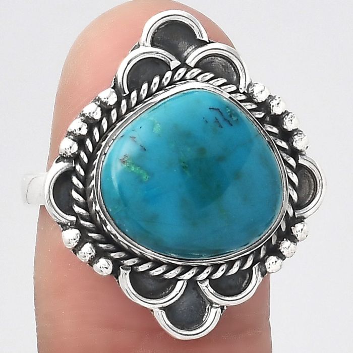 Natural Azurite Chrysocolla Ring size-7.5 SDR131667 R-1229, 12x13 mm