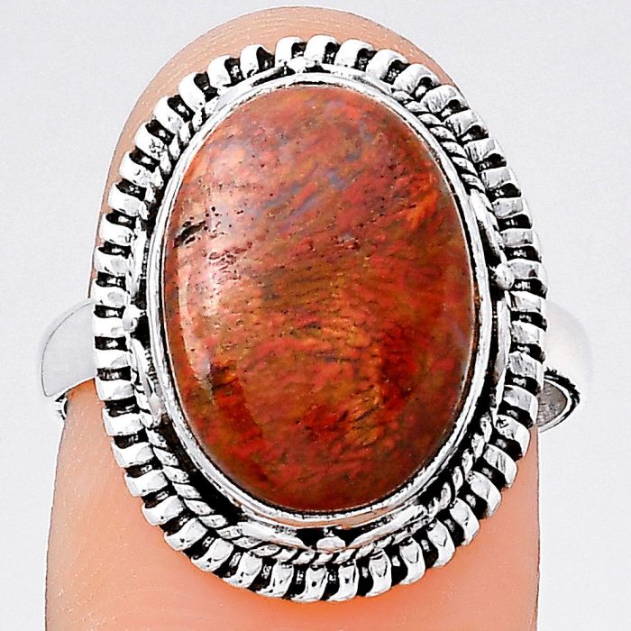 Natural Red Moss Agate Ring size-7 SDR133495 R-1279, 11x15 mm