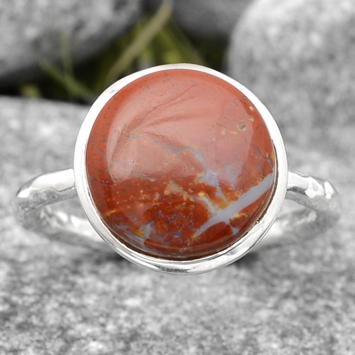 Natural Red Moss Agate Ring size-8 SDR134531 R-1001, 12x12 mm