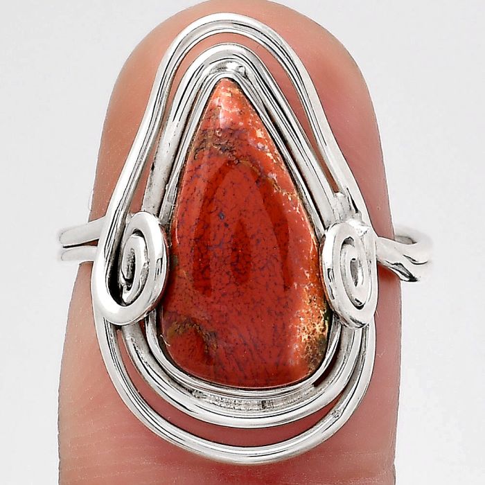 Natural Red Moss Agate Ring size-7 SDR134782 R-1451, 9x16 mm