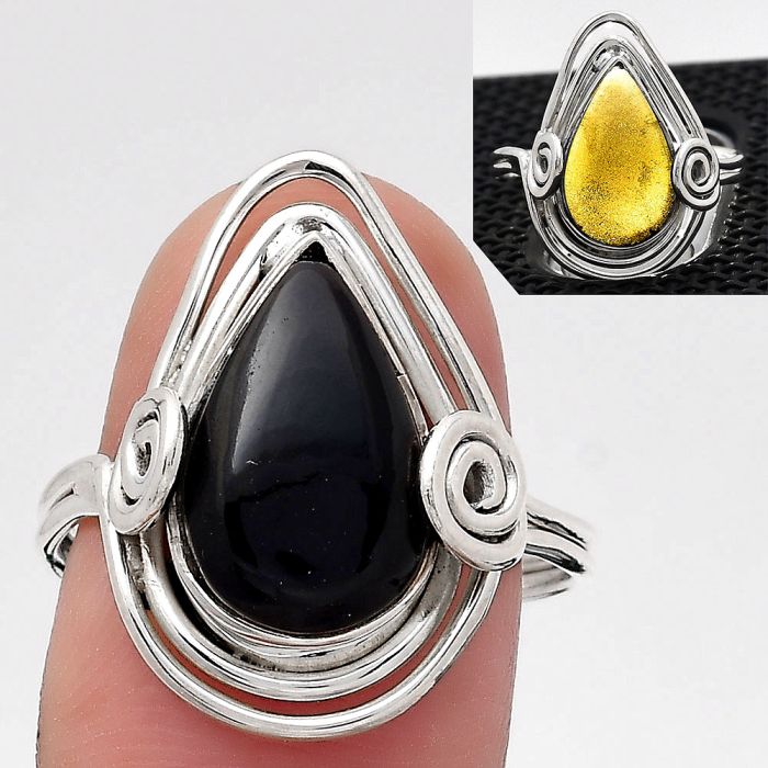 Natural Tektite Cab - Greek Ring size-9 SDR134804 R-1451, 10x15 mm