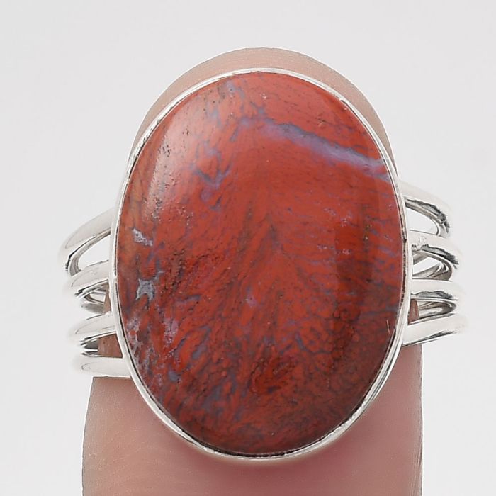 Natural Red Moss Agate Ring size-8 SDR135020 R-1324, 14x19 mm