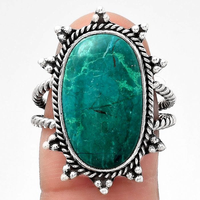 Natural Azurite Chrysocolla Ring size-8 SDR135194 R-1234, 12x19 mm