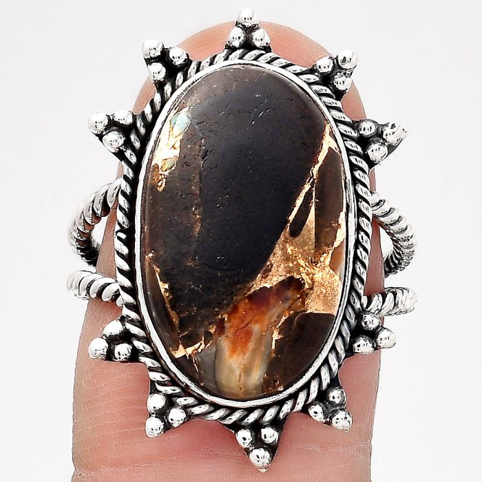 Shell In Black Turquoise - Arizona Ring size-7 SDR135283 R-1234, 12x19 mm