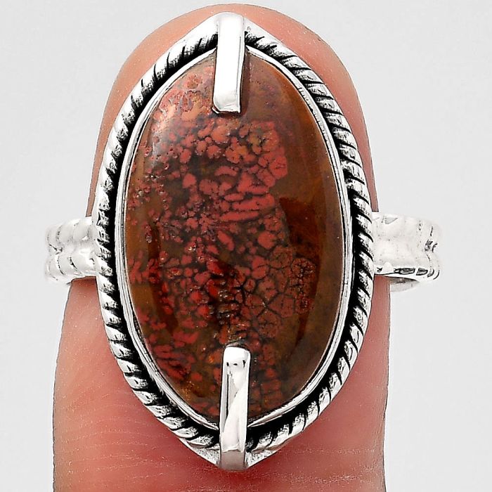 Natural Red Moss Agate Ring size-8 SDR136764 R-1635, 12x19 mm