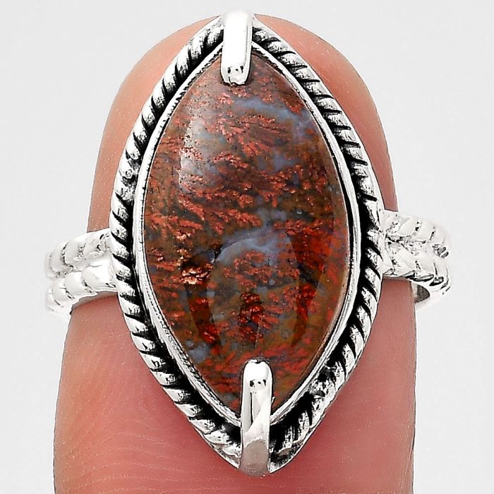 Natural Red Moss Agate Ring size-7 SDR136776 R-1635, 10x17 mm