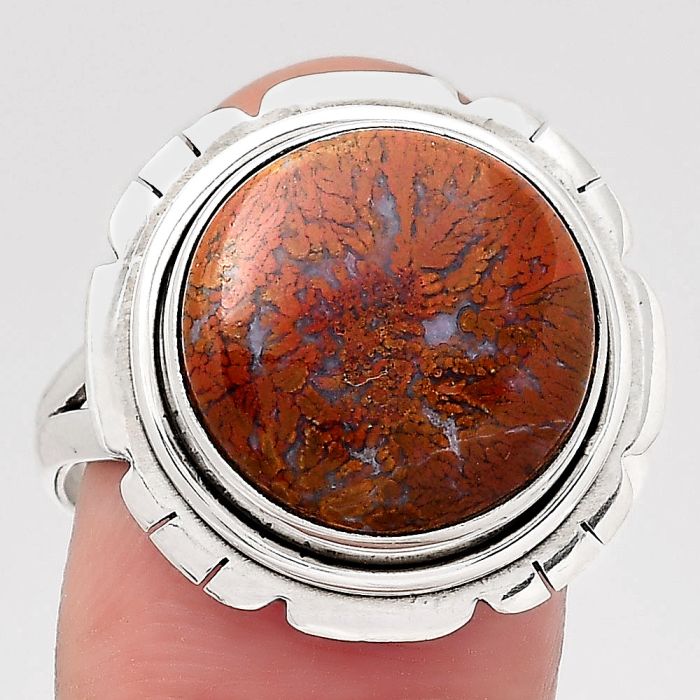 Natural Red Moss Agate Ring size-9.5 SDR137618 R-1342, 14x14 mm