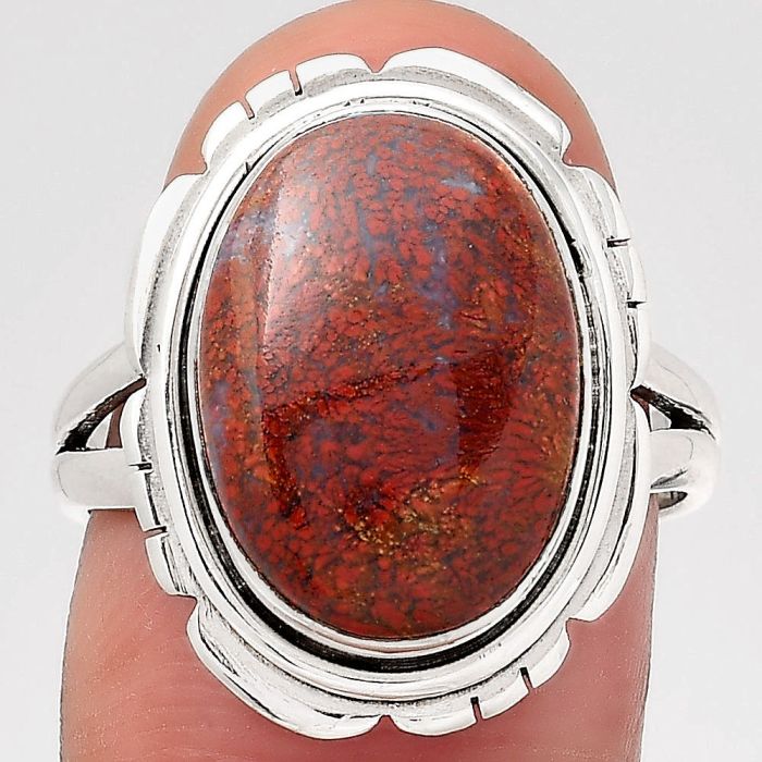 Natural Red Moss Agate Ring size-8 SDR137648 R-1342, 12x16 mm