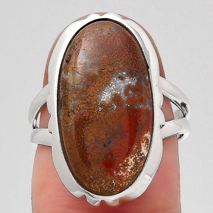 Natural Red Moss Agate Ring size-6.5 SDR137781 R-1657, 11x20 mm