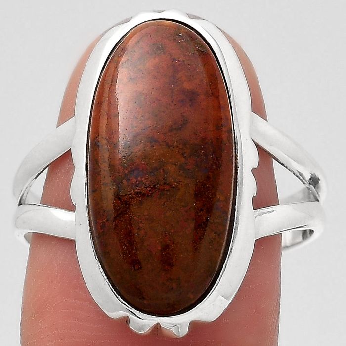 Natural Red Moss Agate Ring size-9.5 SDR137791 R-1657, 10x20 mm