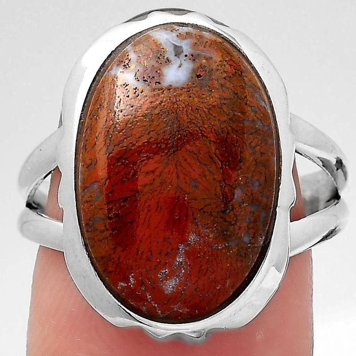 Natural Red Moss Agate Ring size-8 SDR137796 R-1657, 12x17 mm