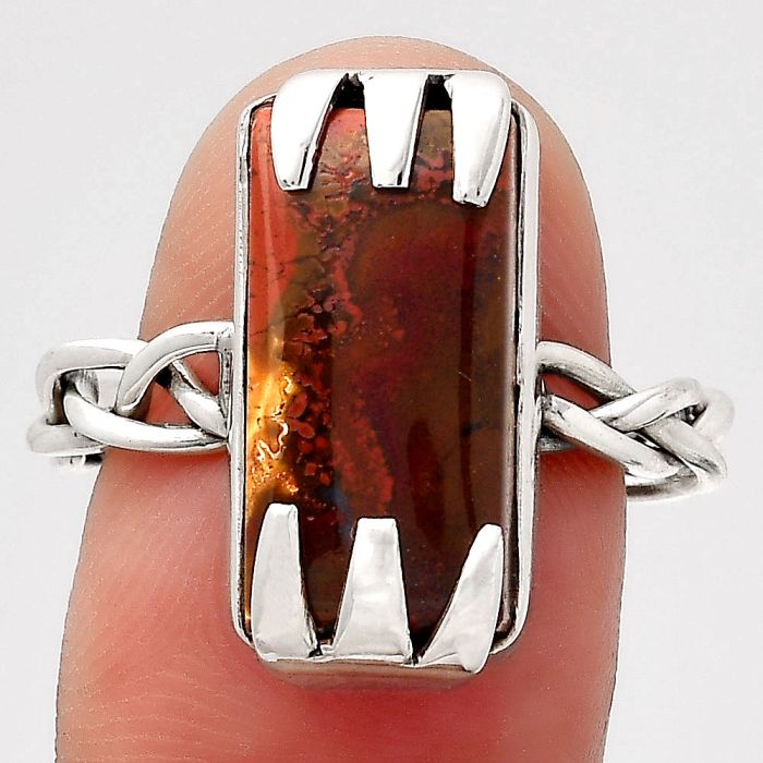 Natural Red Moss Agate Ring size-9 SDR138385 R-1650, 9x18 mm