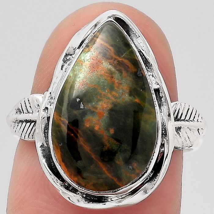 Natural Turkish Rainforest Chrysocolla Ring size-7 SDR139174 R-1083, 10x17 mm