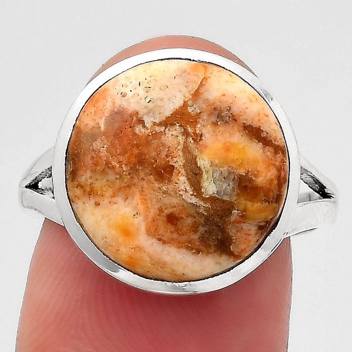 Natural Coral Jasper Ring size-8 SDR139436 R-1005, 14x14 mm