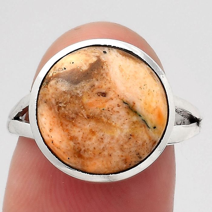 Natural Coral Jasper Ring size-7 SDR139451 R-1005, 13x13 mm