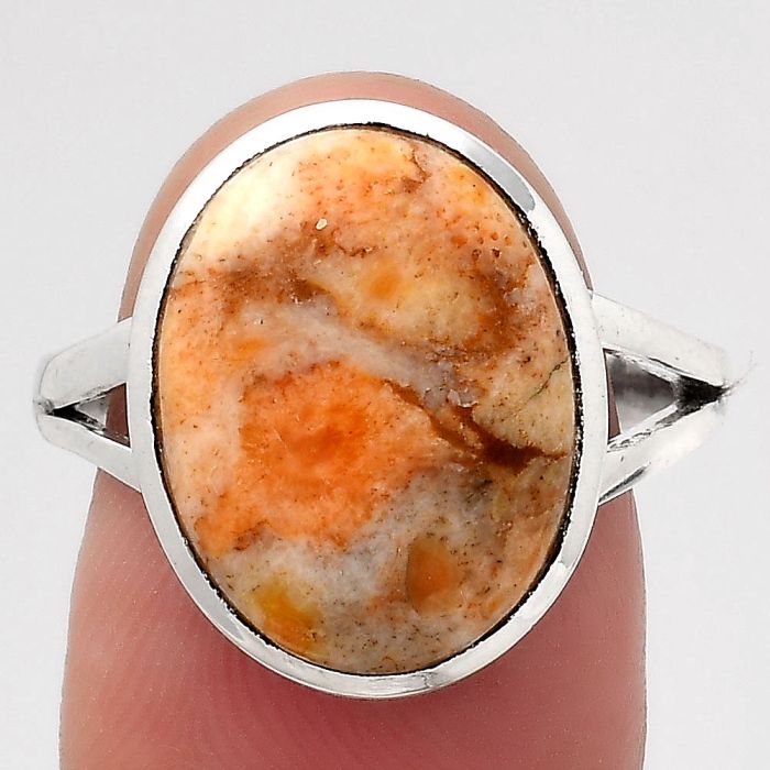 Natural Coral Jasper Ring size-8 SDR139458 R-1005, 12x16 mm