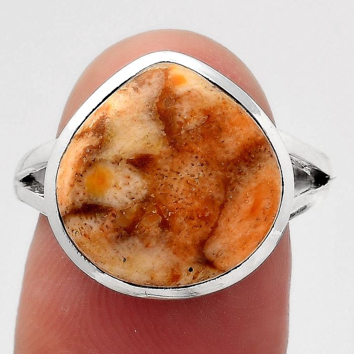 Natural Coral Jasper Ring size-7.5 SDR139476 R-1005, 14x14 mm