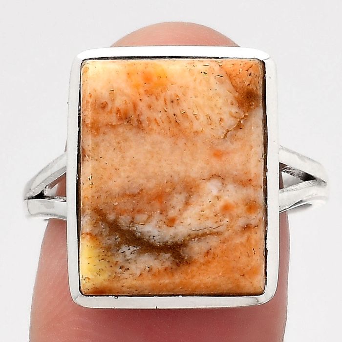 Natural Coral Jasper Ring size-8 SDR139489 R-1005, 12x16 mm