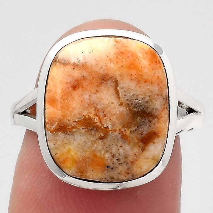 Natural Coral Jasper Ring size-7 SDR139492 R-1005, 12x14 mm