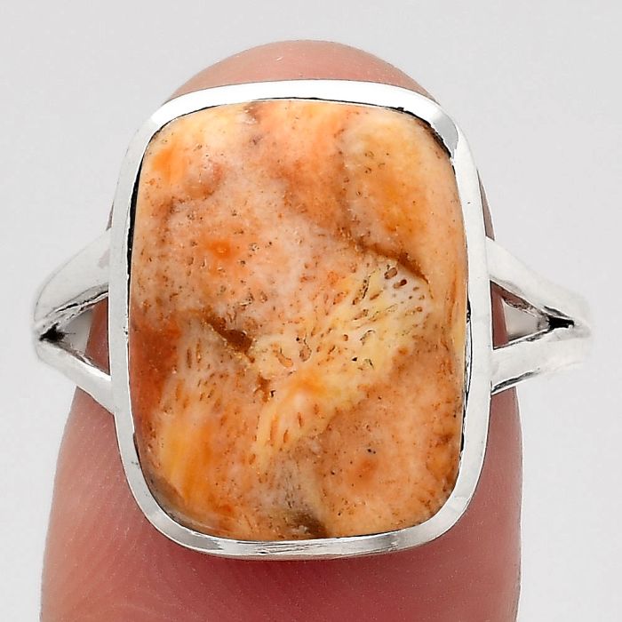 Natural Coral Jasper Ring size-8 SDR139504 R-1005, 12x16 mm