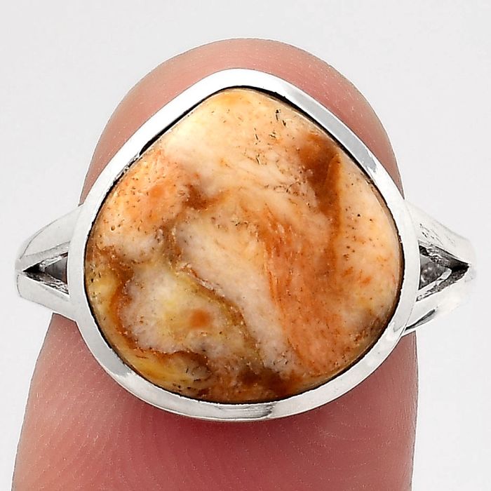 Natural Coral Jasper Ring size-7.5 SDR139510 R-1005, 13x13 mm