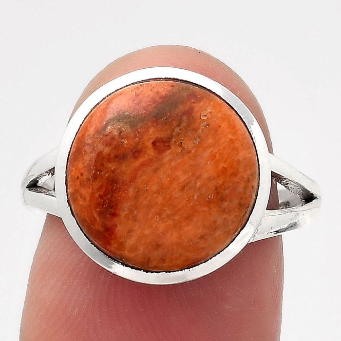 Natural Red Sponge Coral Ring size-7.5 SDR139512 R-1005, 13x13 mm
