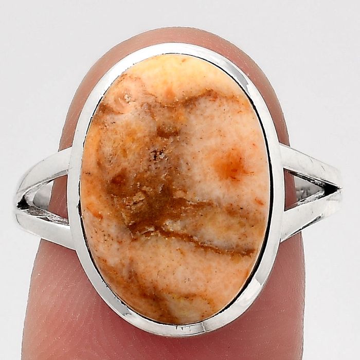 Natural Coral Jasper Ring size-7.5 SDR139534 R-1005, 12x16 mm