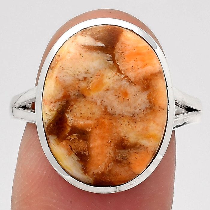 Natural Coral Jasper Ring size-8.5 SDR139655 R-1005, 13x17 mm