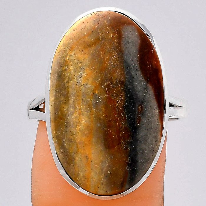 Natural Polygram Jasper Ring size-9 SDR139693 R-1005, 15x24 mm