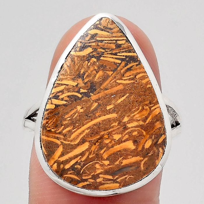 Coquina Fossil Jasper - India Ring size-8.5 SDR139697 R-1005, 16x22 mm