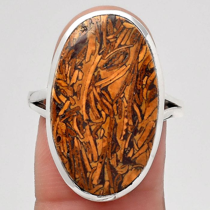 Coquina Fossil Jasper - India Ring size-8.5 SDR139702 R-1005, 14x24 mm